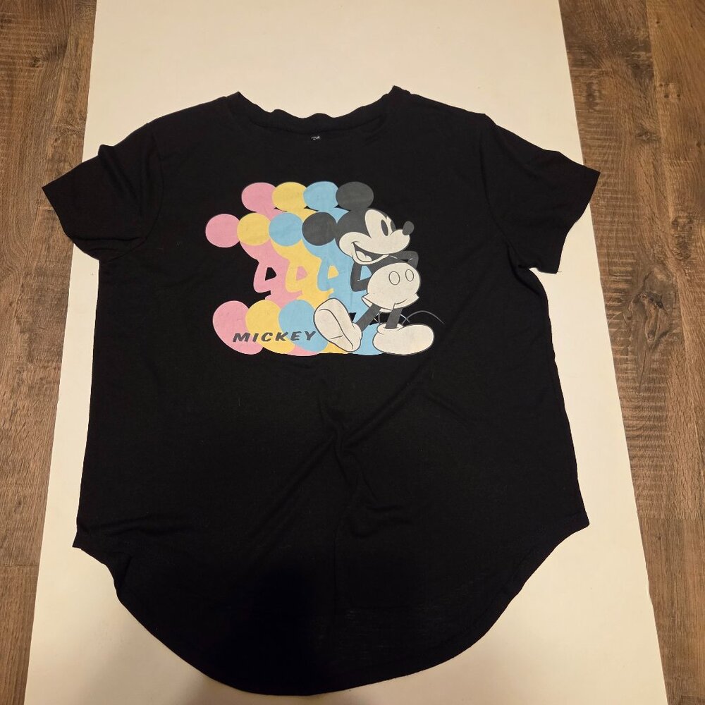 Disney Mickey Mouse Pastel Repeat Lightweight Knit Short Sleeve T-Shirt -Size XL